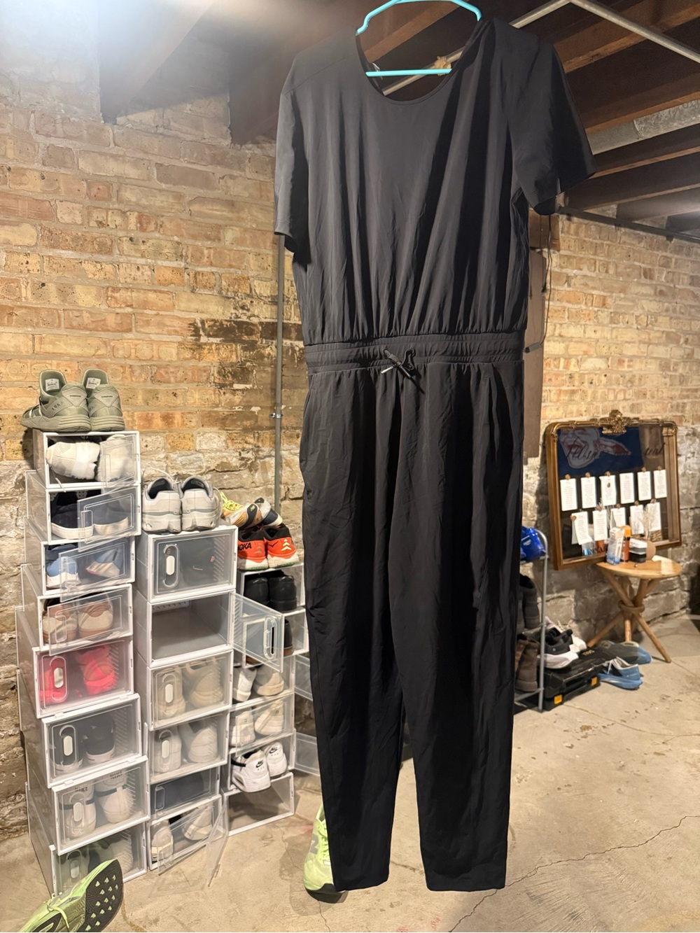 Sweaty Betty Black Short-Sleeve Drawstring Jumpsuit